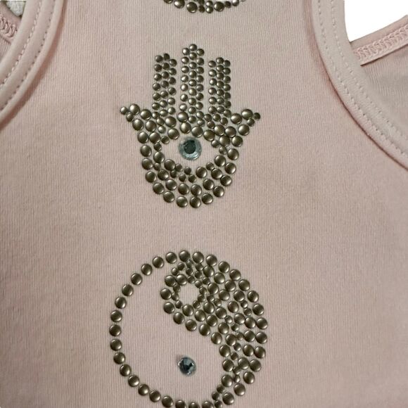 Lily Lotus ~ Peach Tank ~ metal beading detail ~ Racerback ~ size Large ~organic - Picture 6 of 11